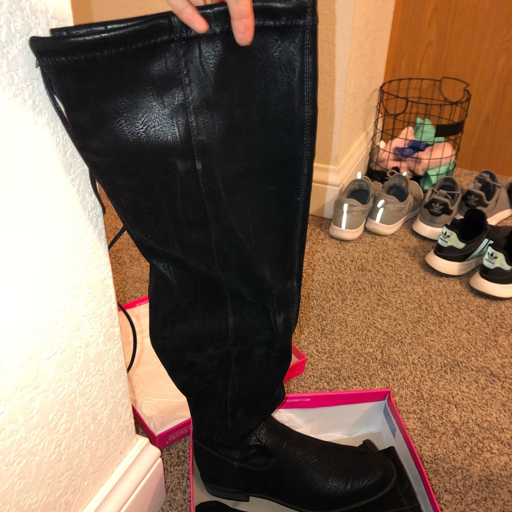 Black Thigh high boots NWT